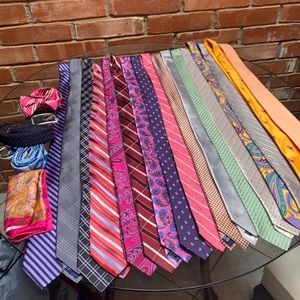 Men’s ties  and belt and bow tie and pocket square